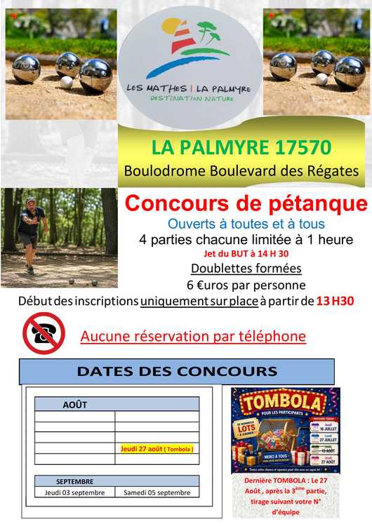 Concours de pétanque Ouvert à tous - Les Mathes