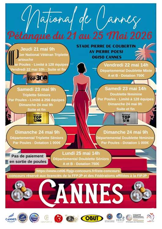 Photo du concours national de pétanque et jeu provençal National TOP 300 à Cannes (06) en Triplette du 21/05/2026 - Jet du but à 10H00