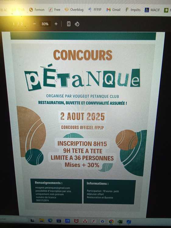 Concours en Tête à tête le 2 août 2025 - Lieu à définir (21) - 00000