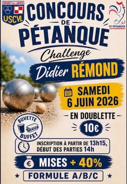 Concours en Doublette le 6 juin 2026 - Lieu à définir (21) - 00000
