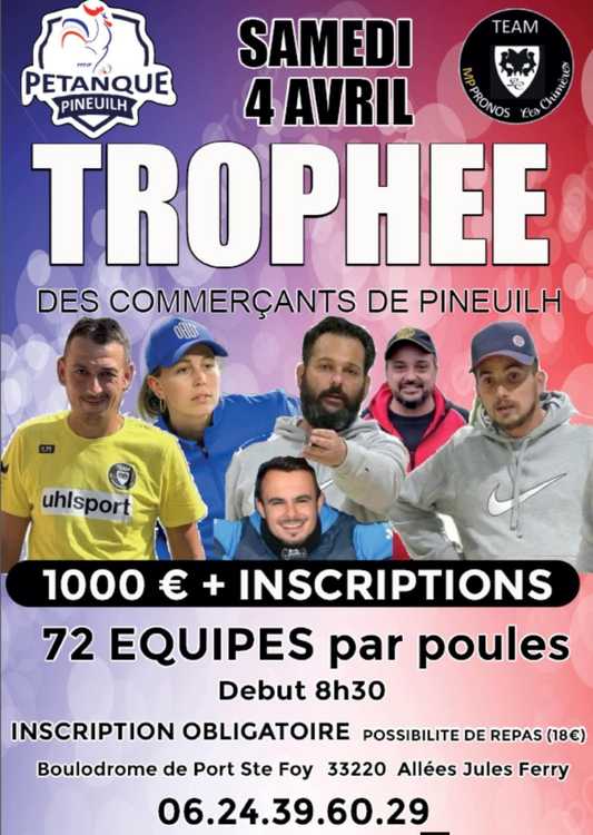 Concours en Triplette le 4 avril 2026 - Lieu à définir (33) - 00000