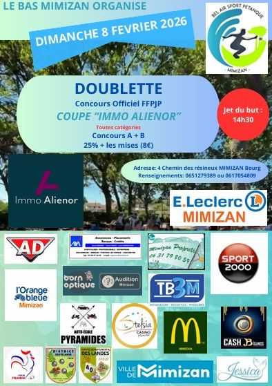 Concours en Triplette le 5 septembre 2026 - Lieu à définir (40) - 00000