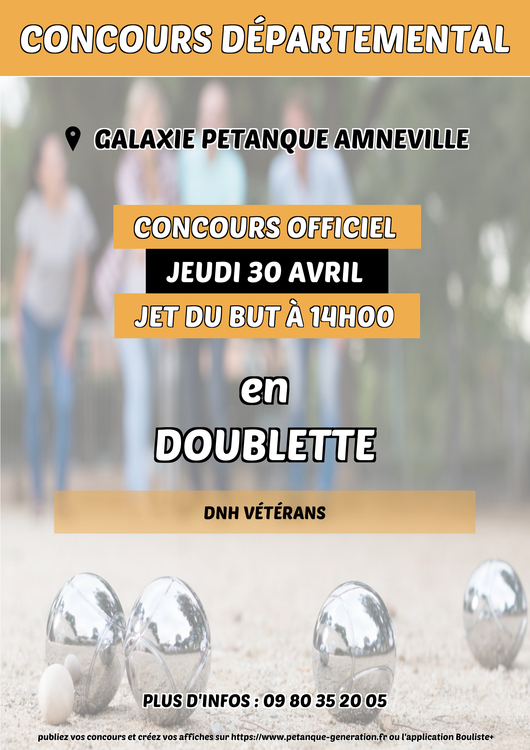 Concours en Doublette le 30 avril 2026 - Lieu à définir (57) - 00000