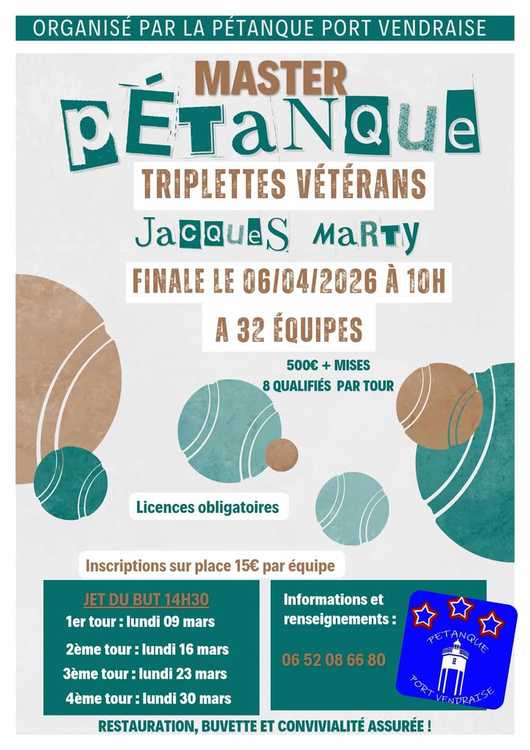 Concours en Triplette le 16 mars 2026 - Lieu à définir (66) - 00000