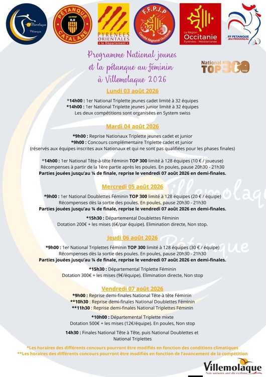 Concours en Triplette le 6 août 2026 - Lieu à définir (66) - 00000