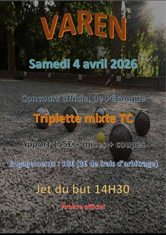 Concours en Triplette Mixte le 4 avril 2026 - Lieu à définir (82) - 00000