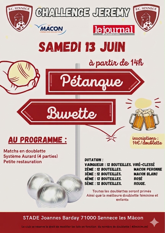 Concours de pétanque Ouvert à tous - Mâcon