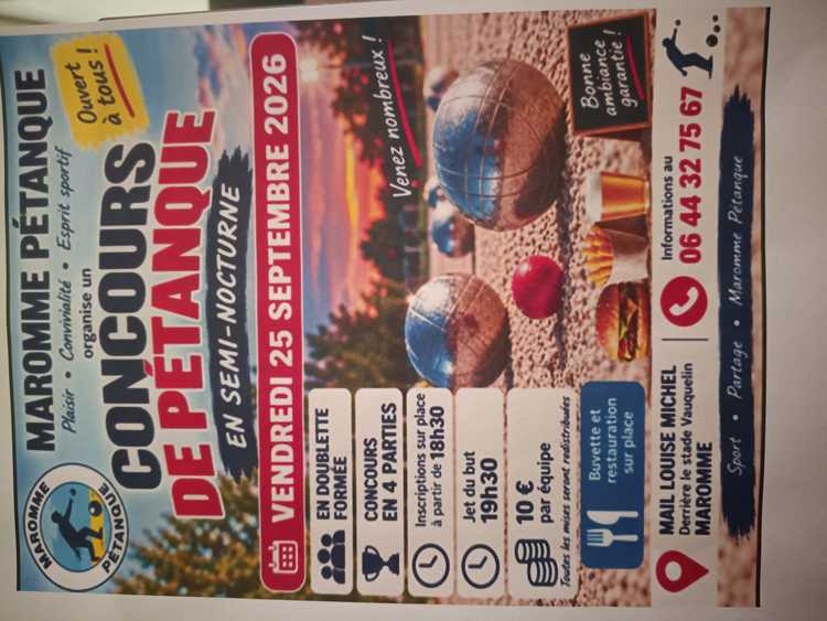 Concours en Doublette le 25 septembre 2026 - Maromme - 76150