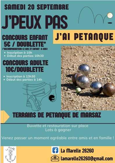 Concours de pétanque Ouvert à tous - Marsaz
