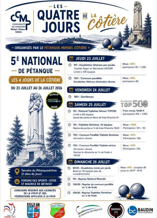 Concours en Doublette le 23 juillet 2026 - Lieu à définir (01) - 00000