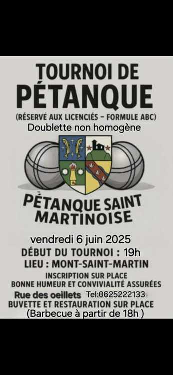 Concours en Doublette le 6 juin 2025 - Mont-Saint-Martin - 54350
