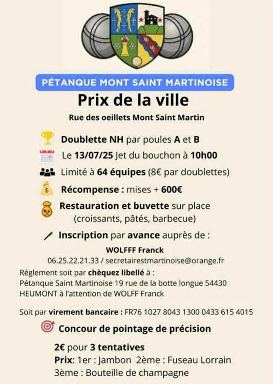 Concours de pétanque Officiel - Mont-Saint-Martin