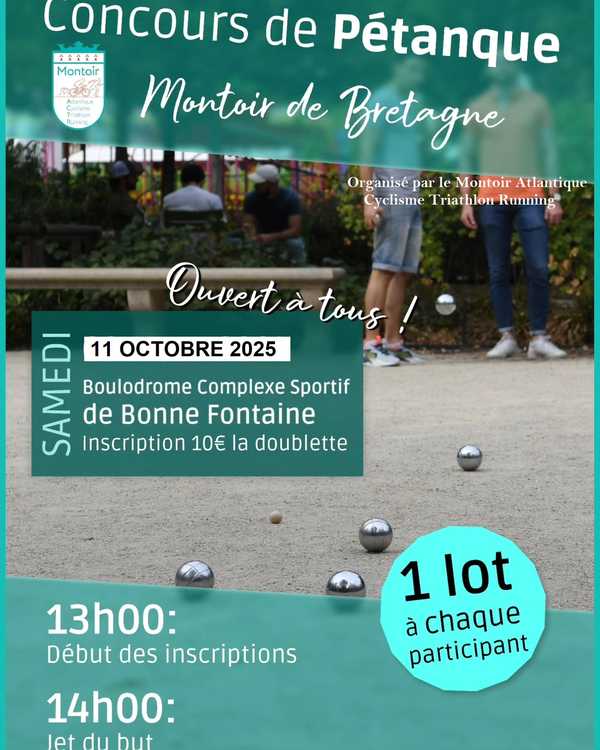Concours en Doublette le 11 octobre 2025 - Montoir-de-Bretagne - 44550