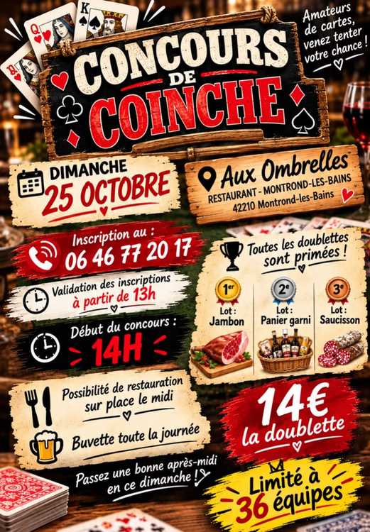Concours en Doublette le 25 octobre 2026 - Montrond-les-Bains - 42210
