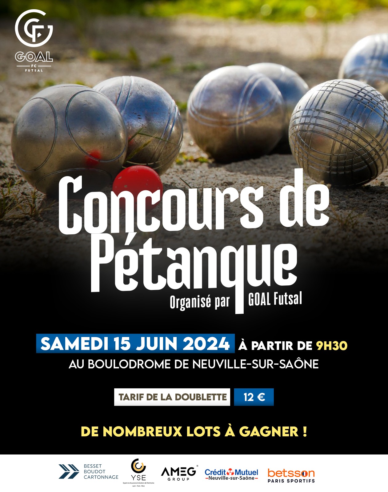 Concours en Doublette le 15 juin 2024 - Neuville-sur-Saône - 69250