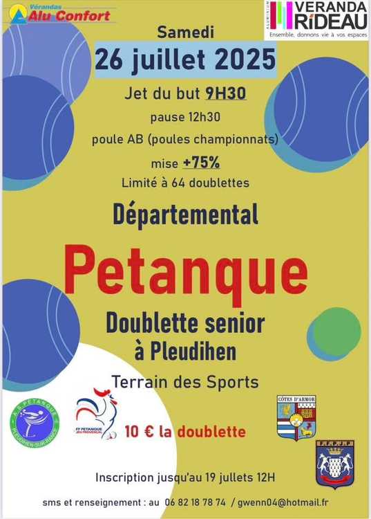 Concours en Doublette le 26 juillet 2025 - Pleudihen-sur-Rance - 22690