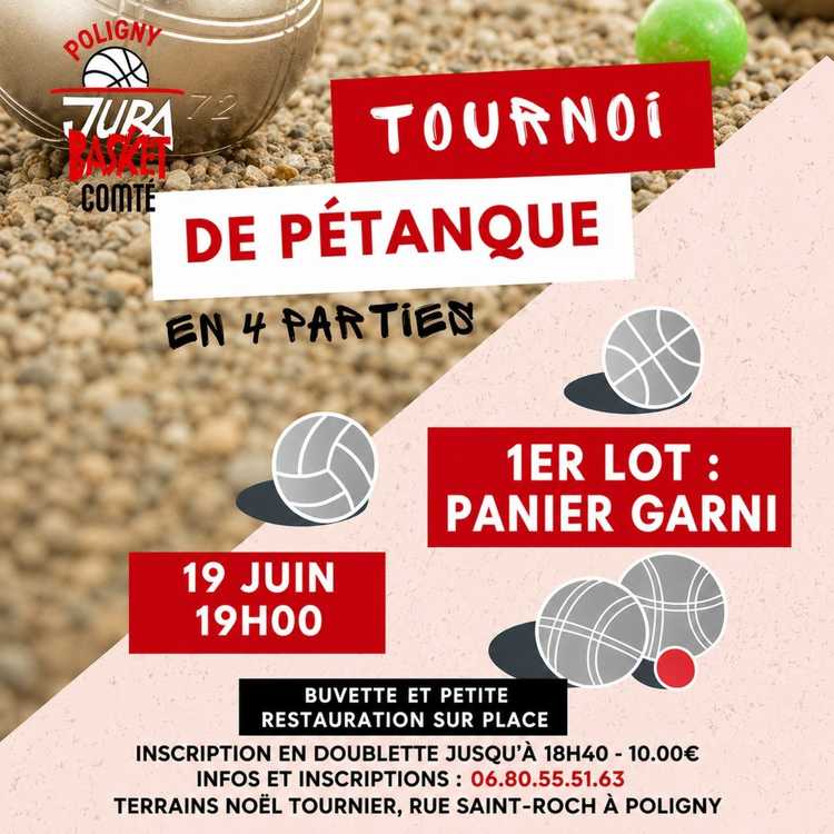 Concours en Doublette le 19 juin 2026 - Poligny - 39800