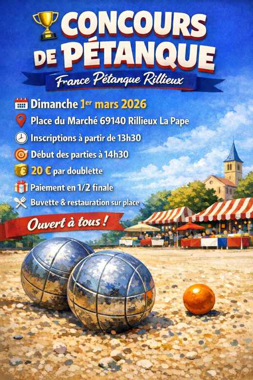 Concours en Doublette le 1 mars 2026 - Rillieux-la-Pape - 69140