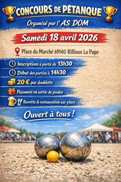 Concours en Doublette le 18 avril 2026 - Rillieux-la-Pape - 69140