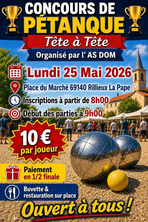 Concours en Tête à tête le 25 mai 2026 - Rillieux-la-Pape - 69140