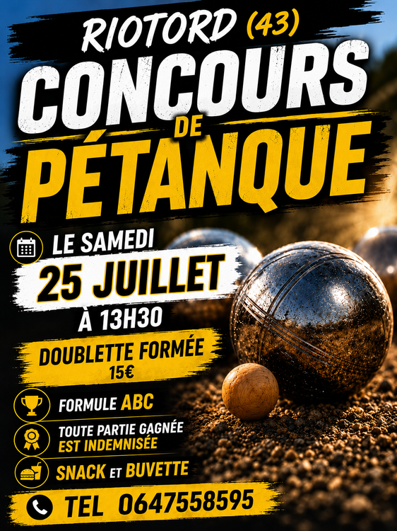 Concours de pétanque Ouvert à tous - Riotord