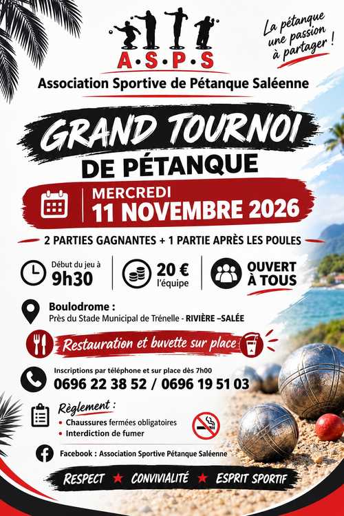 Concours de pétanque Ouvert à tous - Rivière-Salée