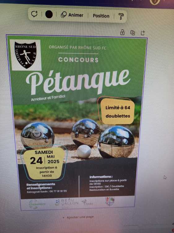 Concours en Doublette le 24 mai 2025 - Saint-Andéol-le-Château - 69700