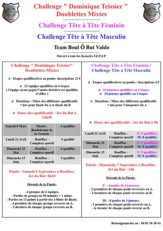 Concours en Doublette Mixte le 21 avril 2025 - Saint-Bauzile - 48000