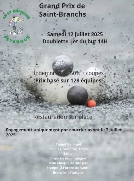 Concours en Doublette le 12 juillet 2025 - Saint-Branchs - 37320