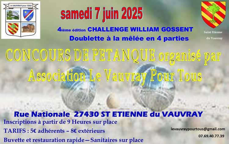 Concours de pétanque Ouvert à tous - Saint-Étienne-du-Vauvray
