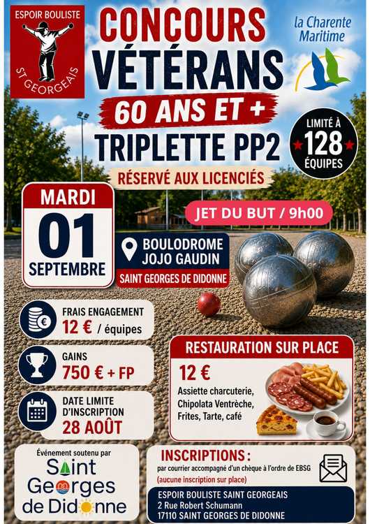Concours de pétanque Ouvert à tous vétéran - Saint-Georges-de-Didonne