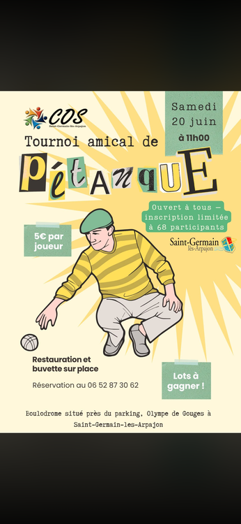 Concours en Doublette le 20 juin 2026 - Saint-Germain-lès-Arpajon - 91180