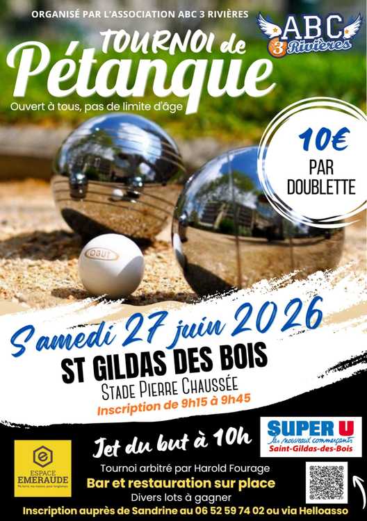 Concours en Doublette le 27 juin 2026 - Saint-Gildas-des-Bois - 44530