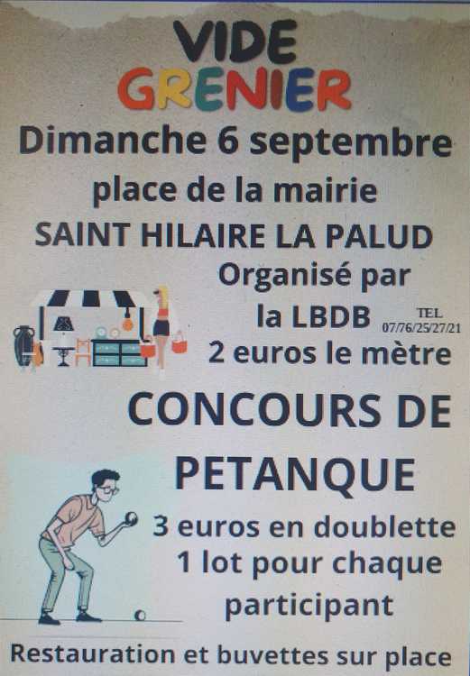 Concours en Doublette le 6 septembre 2026 - Saint-Hilaire-la-Palud - 79210