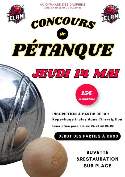 Concours en Doublette le 14 mai 2026 - Saint-Jean-de-Soudain - 38110
