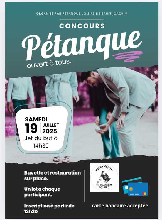 Concours en Doublette le 19 juillet 2025 - Saint-Joachim - 44720