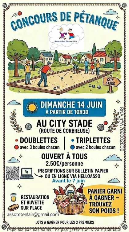 Concours en Doublette le 14 juin 2026 - Saint-Martin-de-Bréthencourt - 78660