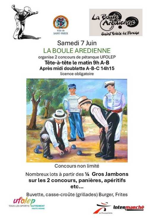Concours en Doublette le 7 juin 2025 - Saint-Yrieix-la-Perche - 87500