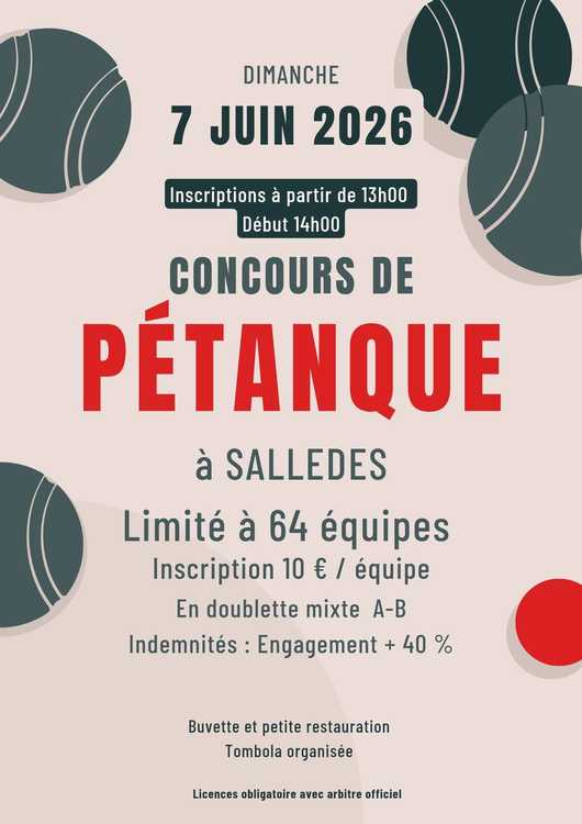 Concours de pétanque Officiel - Lieu à définir (63)