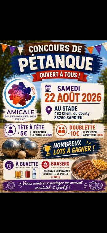 Concours en Doublette le 22 août 2026 - Sardieu - 38260