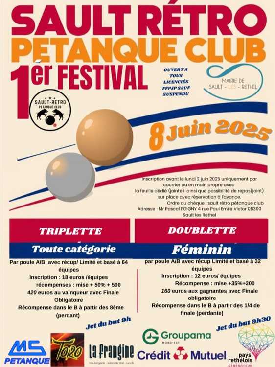 Concours en Triplette le 8 juin 2025 - Sault-lès-Rethel - 08300