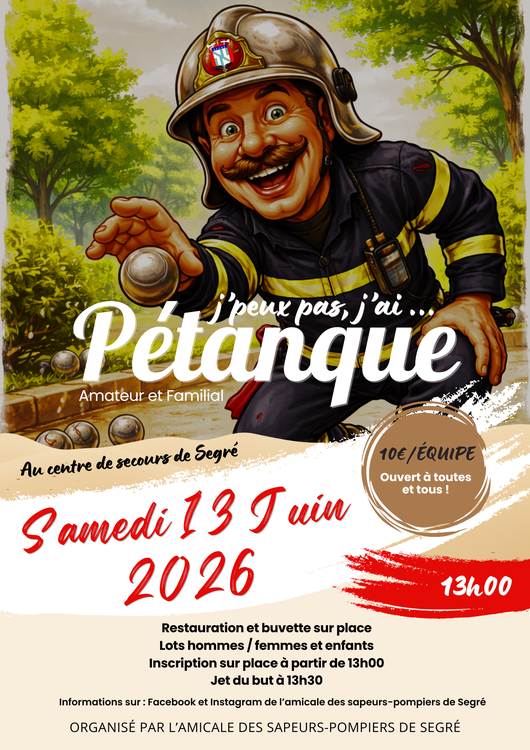 Concours en Doublette le 13 juin 2026 - Segré-en-Anjou Bleu - 49500