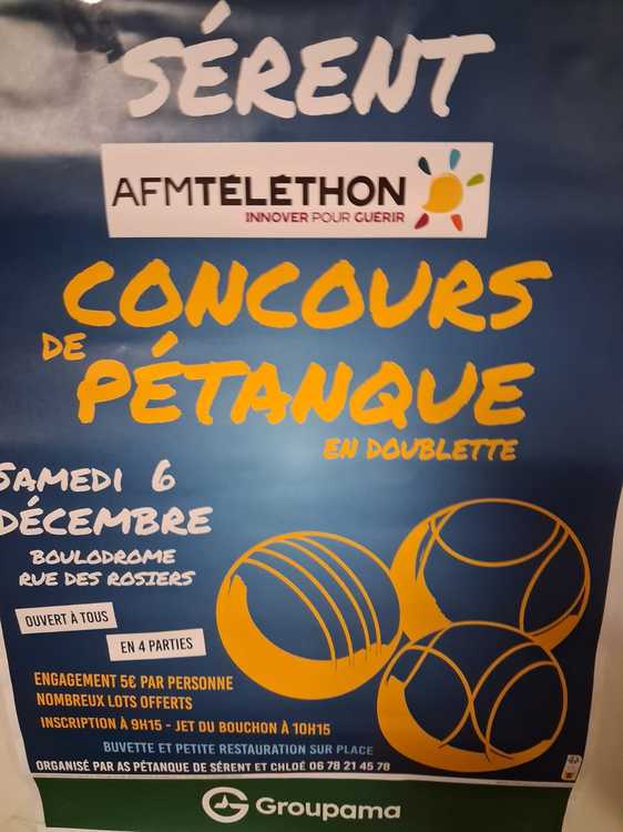 Concours en Doublette le 6 décembre 2025 - Sérent - 56460