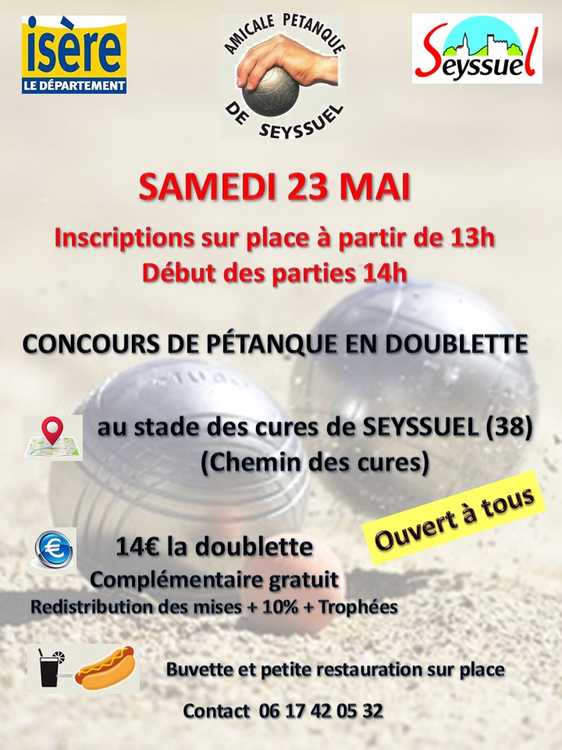 Concours en Doublette le 23 mai 2026 - Seyssuel - 38200