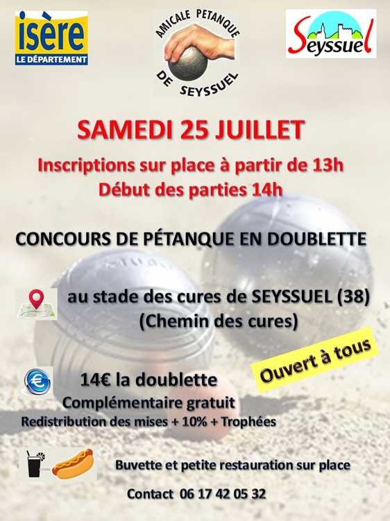 Concours en Doublette le 25 juillet 2026 - Seyssuel - 38200