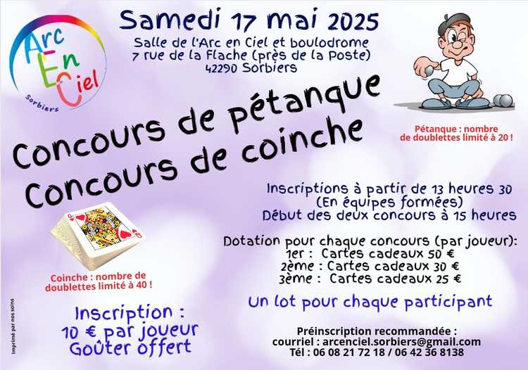 Concours en Doublette le 17 mai 2025 - Sorbiers - 42290