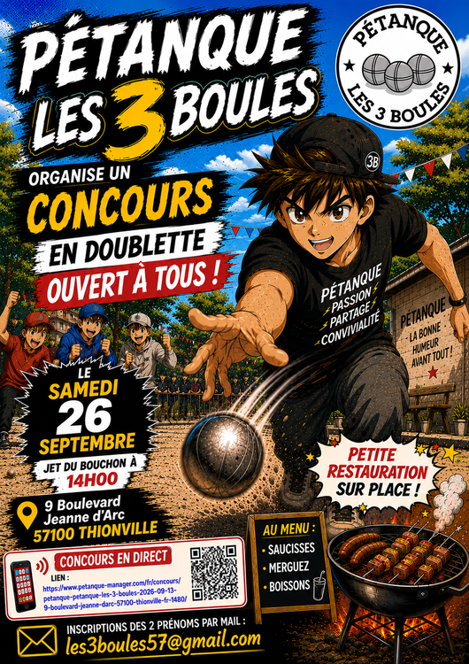 Concours en Doublette le 26 septembre 2026 - Thonville - 57380