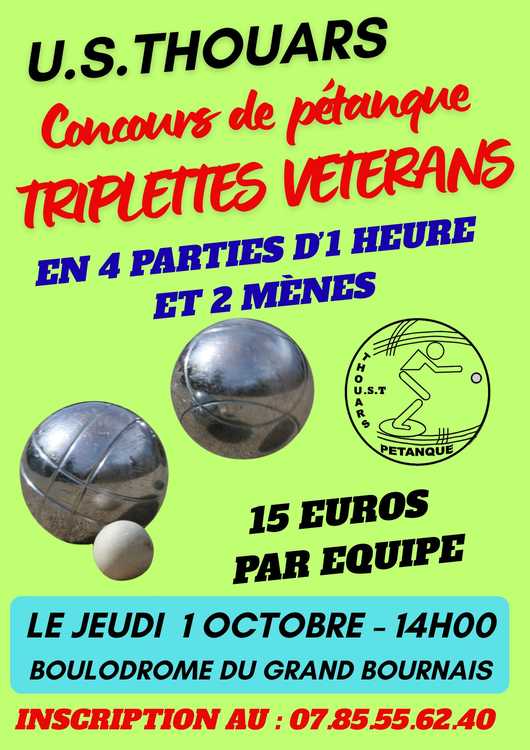 Concours en Triplette le 1 octobre 2026 - Thouars - 79100