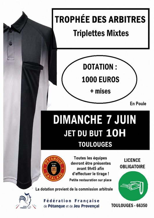 Concours en Triplette Mixte le 7 juin 2026 - Lieu à définir (66) - 00000