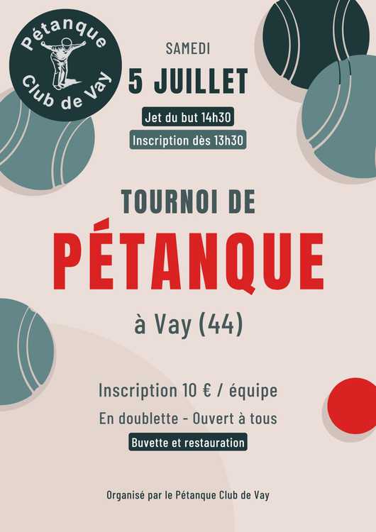 Concours en Doublette le 5 juillet 2025 - Vay - 44170